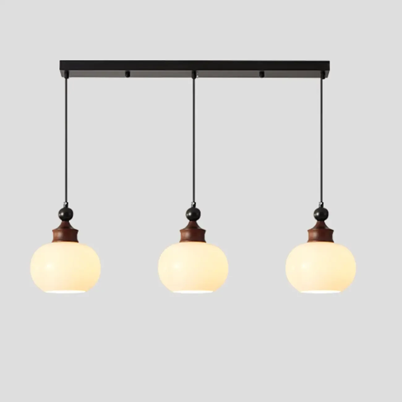 Modern Glass Wood Pendant Light Fixture Image - 5