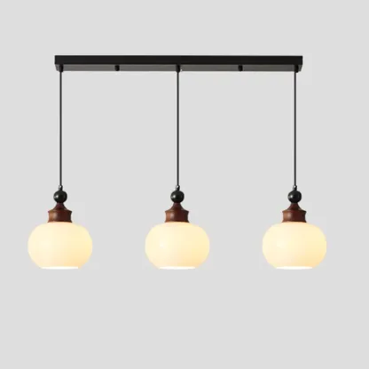 Modern Glass Wood Pendant Light Fixture Image - 5