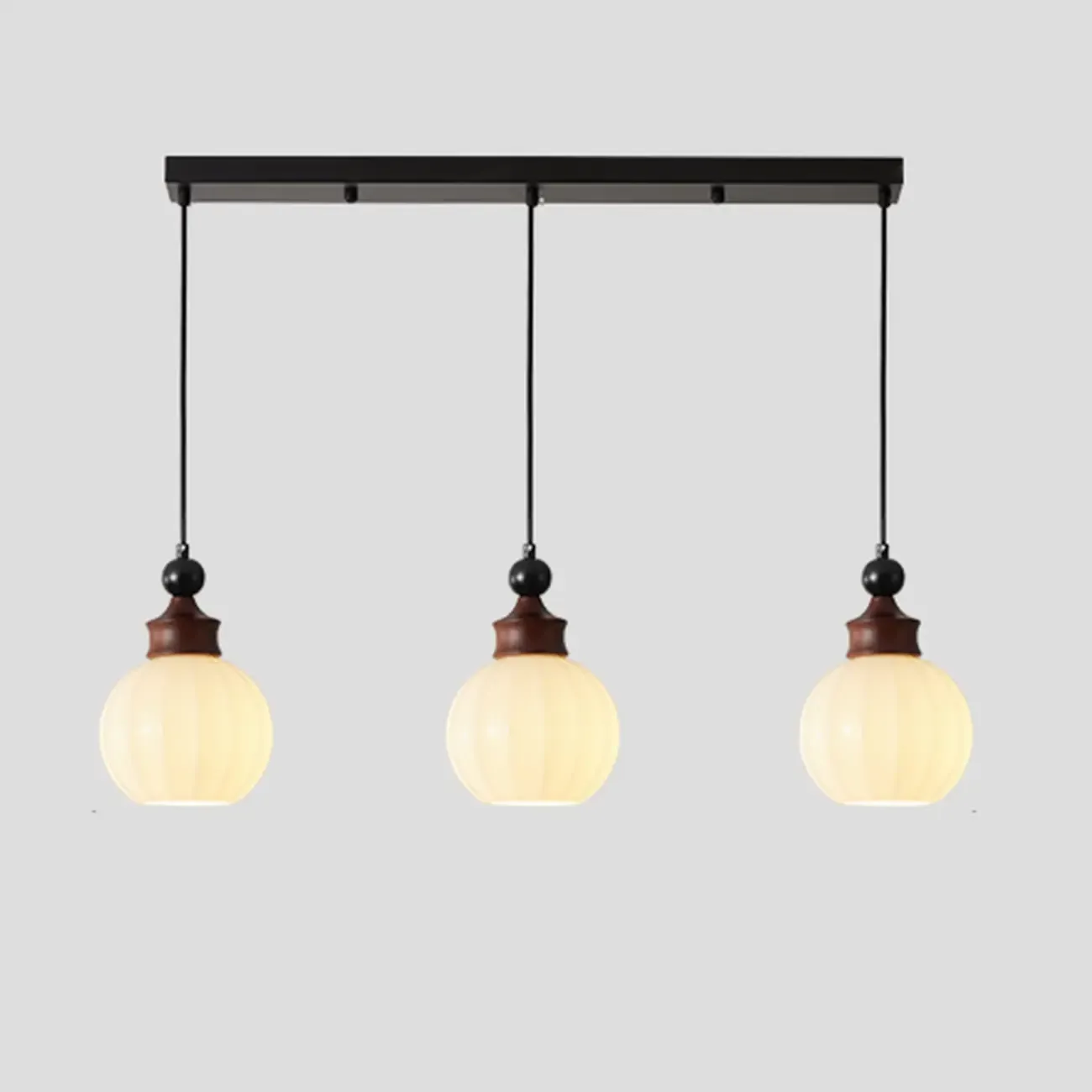 Modern Glass Wood Pendant Light Fixture Image - 7