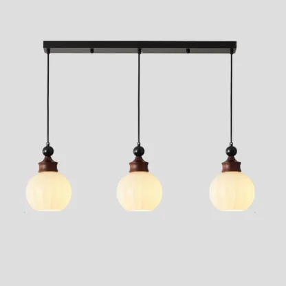 Modern Glass Wood Pendant Light Fixture Image - 7