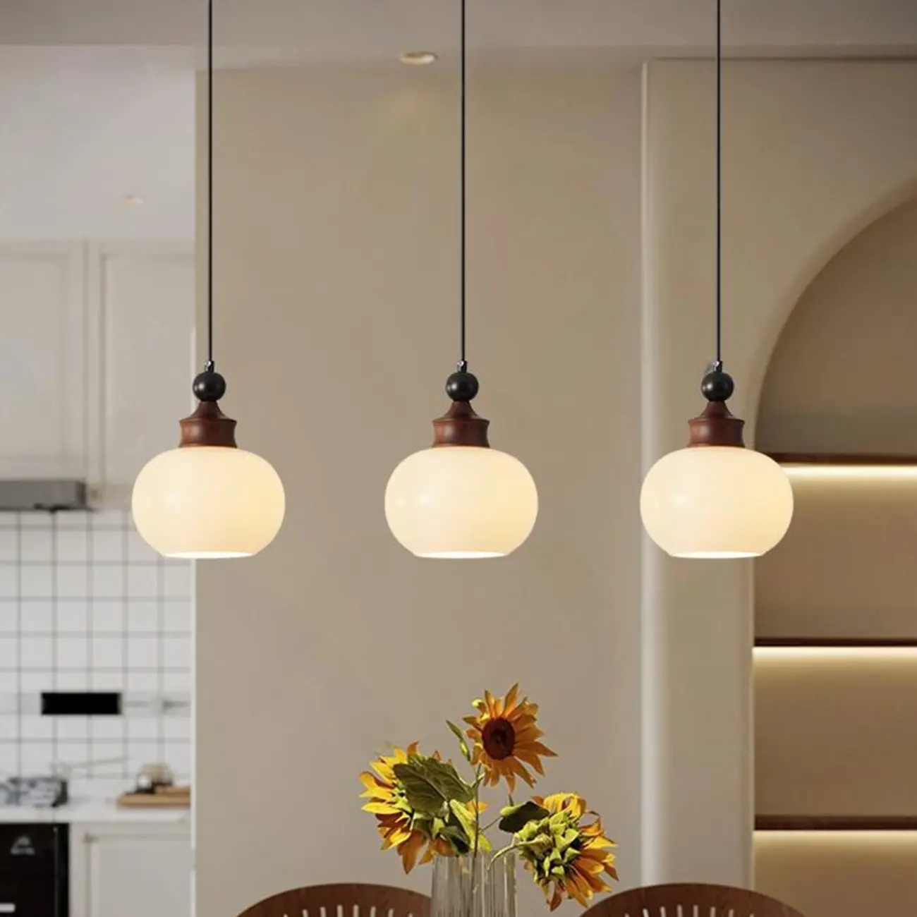 Modern Glass Wood Pendant Light Fixture Image - 1 | homeyfad