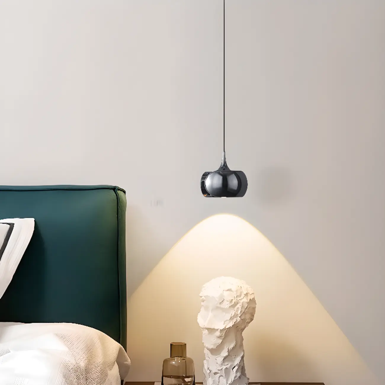 Black Metal Geometric Adjustable Hanging Bedroom Pendant Light | homeyfad