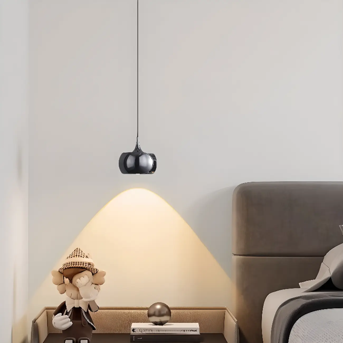 Black Metal Geometric Adjustable Hanging Bedroom Pendant Light | homeyfad