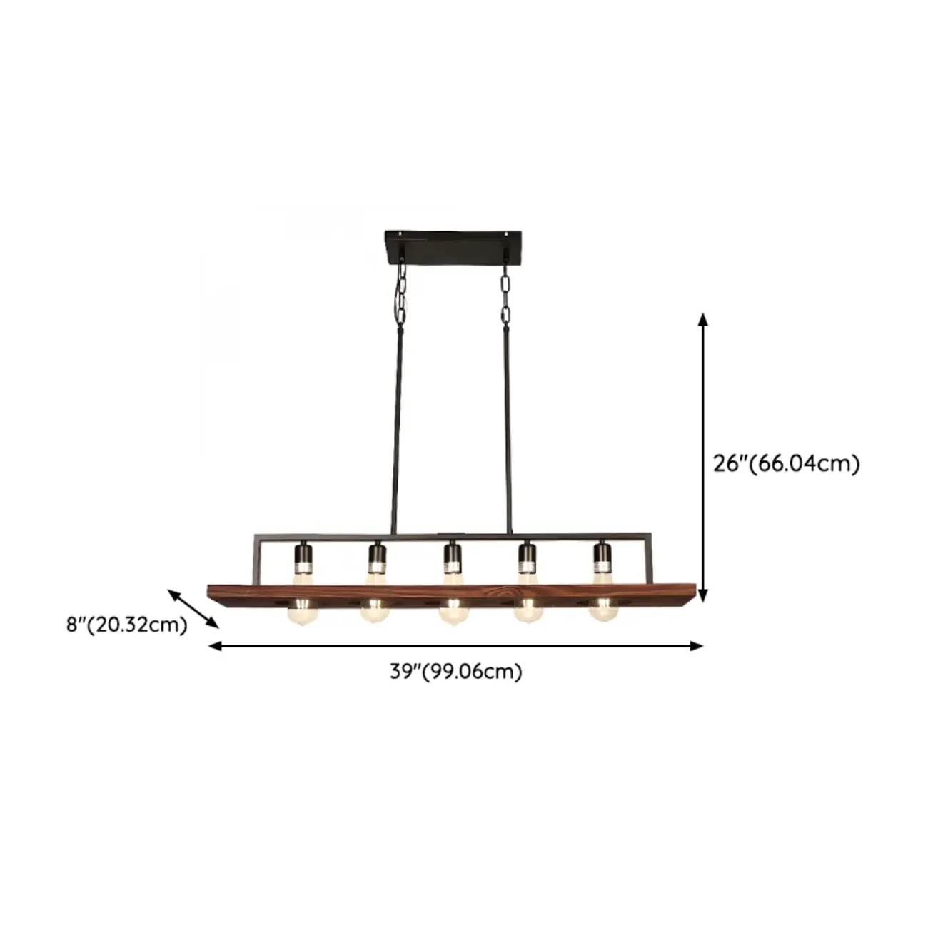 Industrial 5-Light Wood Black Kitchen Island Pendant Light #size | homeyfad