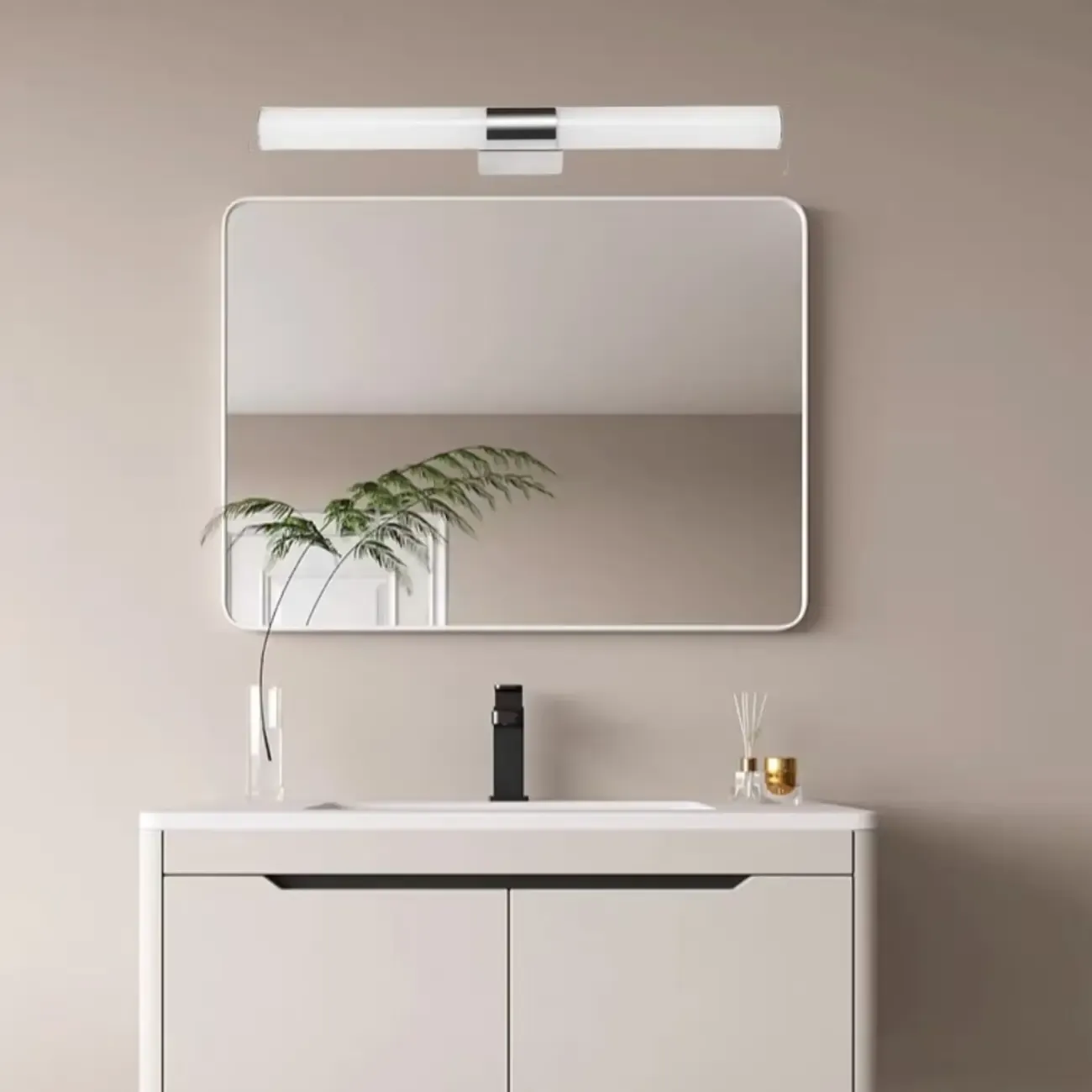 Contemporary Simple Cylinder White Vanity Light Image - 1