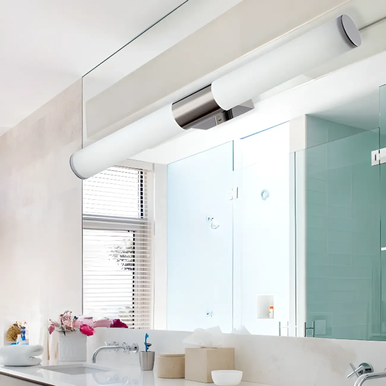 Contemporary Simple Cylinder White Vanity Light Image - 4