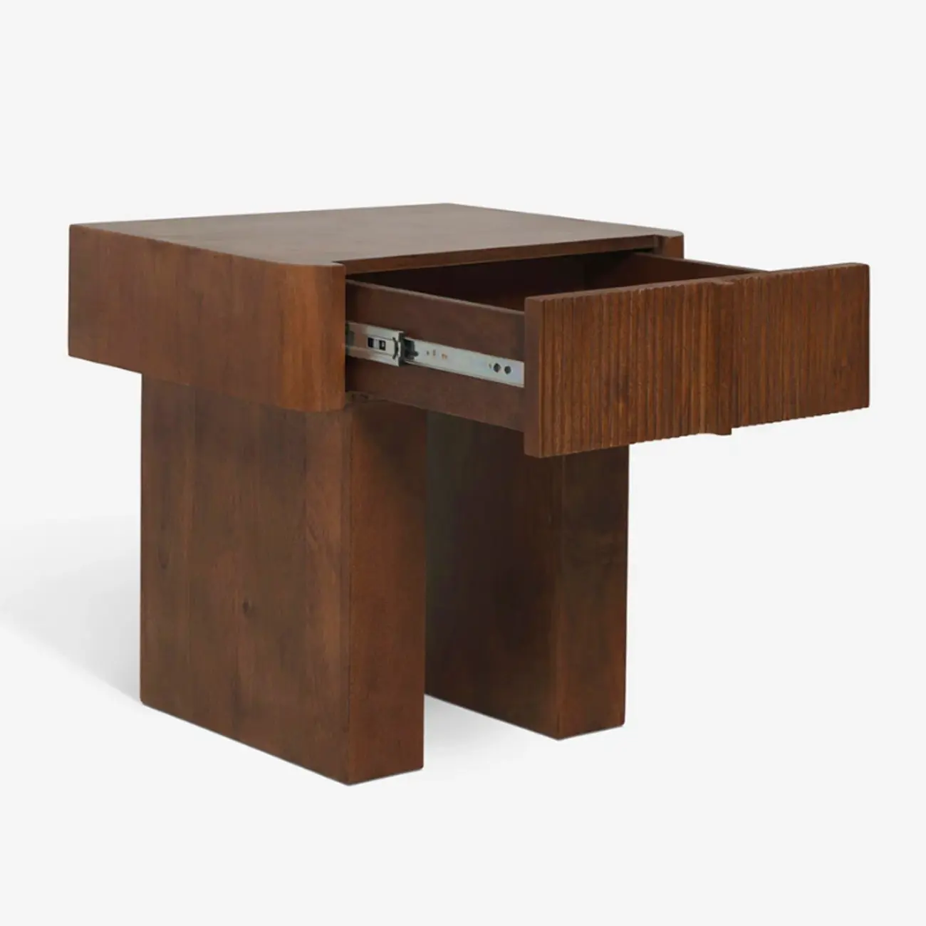 Modern Natural Wood Dual-Pedestal Drawer Nightstand Image - 6 | homeyfad