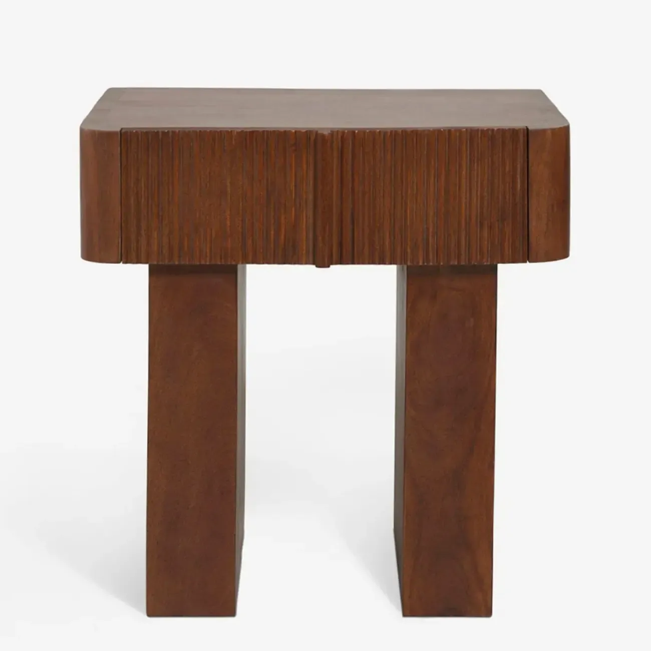 Modern Natural Wood Dual-Pedestal Drawer Nightstand Image - 9