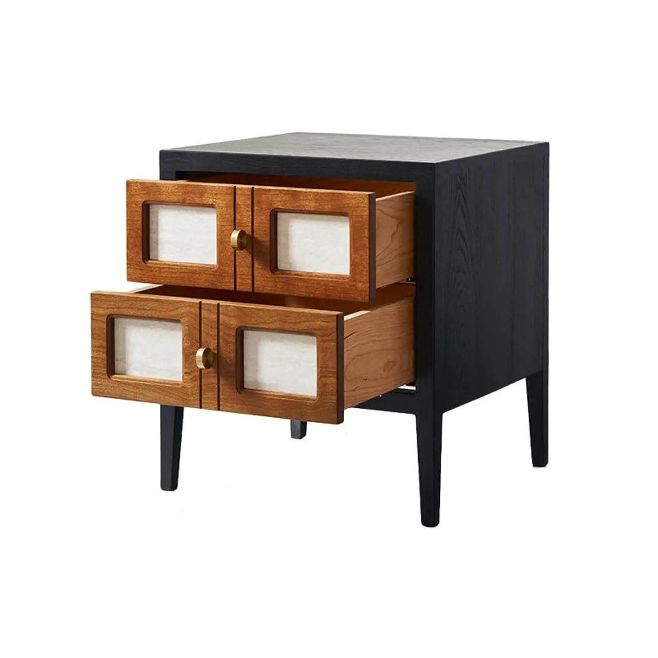 Traditional Wood Brown Black 2-Drawer Nightstand Image - 5 | homeyfad