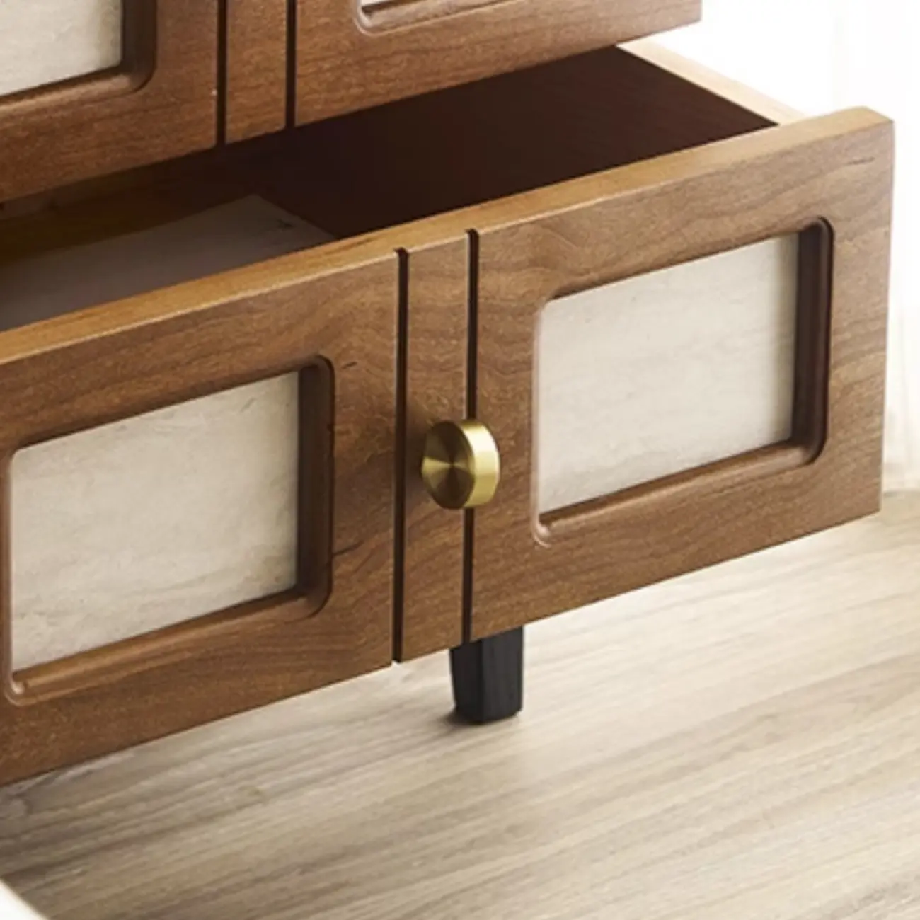 Traditional Wood Brown Black 2-Drawer Nightstand Image - 9 | homeyfad