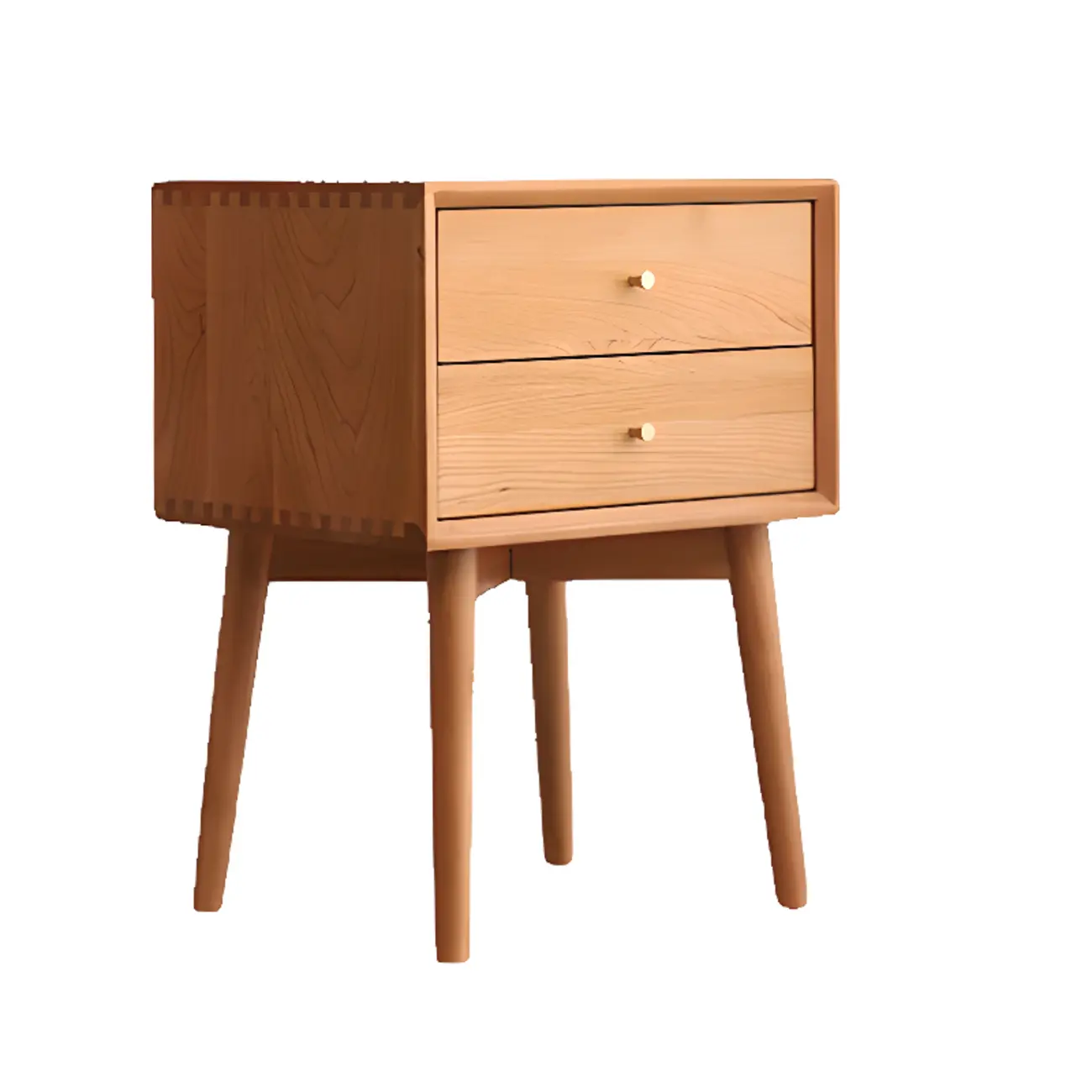 Natural Finish Wood Storage Nightstand with Legs Image - 6 | homeyfad
