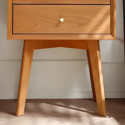 Natural Finish Wood Storage Nightstand with Legs Image - 8