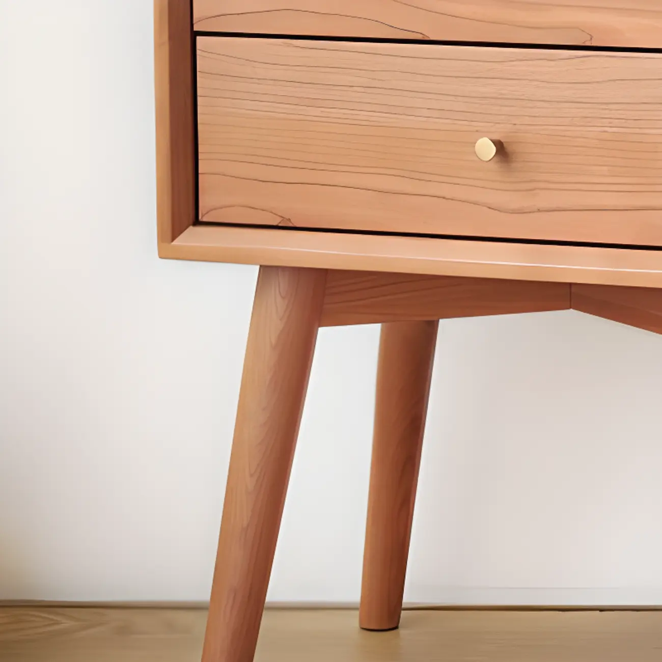 Natural Finish Wood Storage Nightstand with Legs Image - 10 | homeyfad