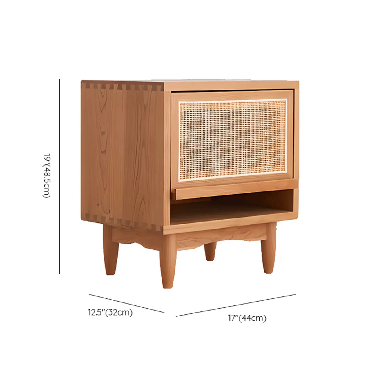 Natural Finish Wood Storage Nightstand with Legs Image - 13 | homeyfad