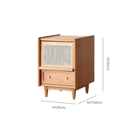 Natural Finish Wood Storage Nightstand with Legs Image - 15