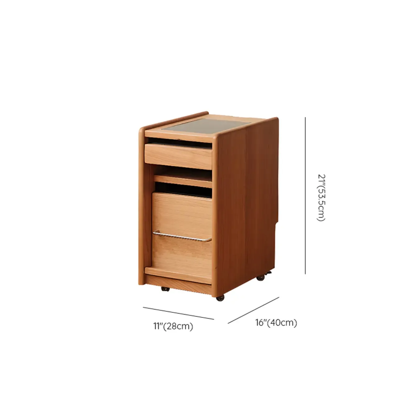 Natural Finish Wood Storage Nightstand with Legs Image - 16