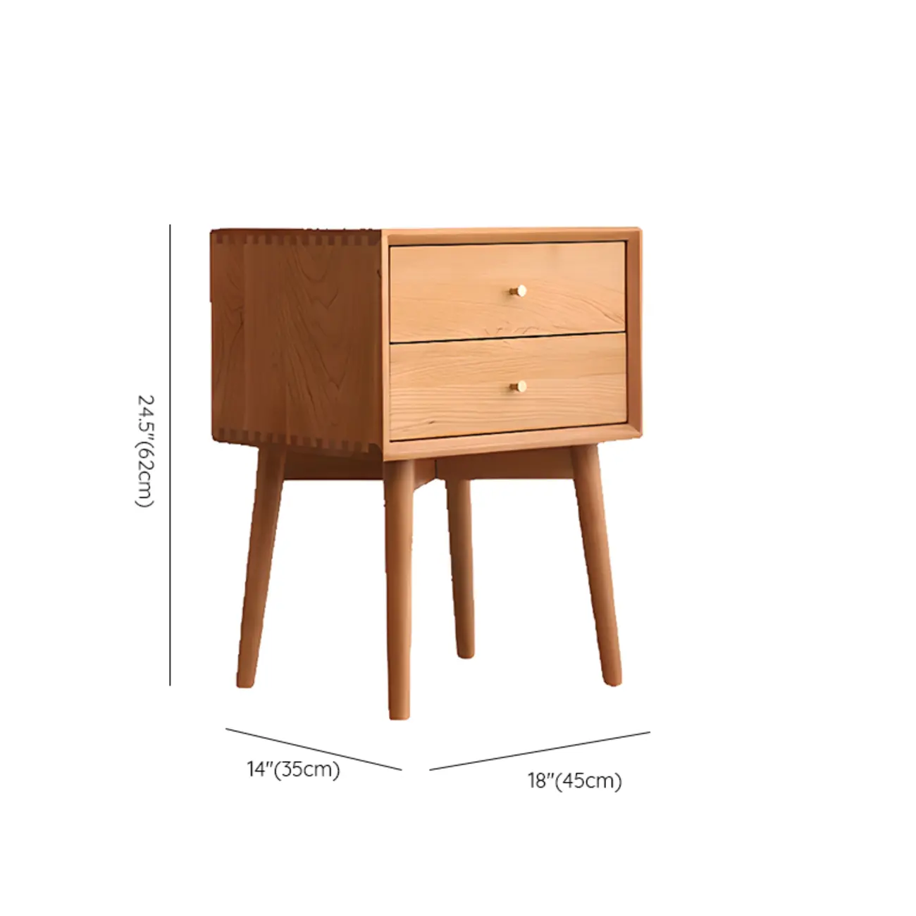 Natural Finish Wood Storage Nightstand with Legs Image - 17 | homeyfad