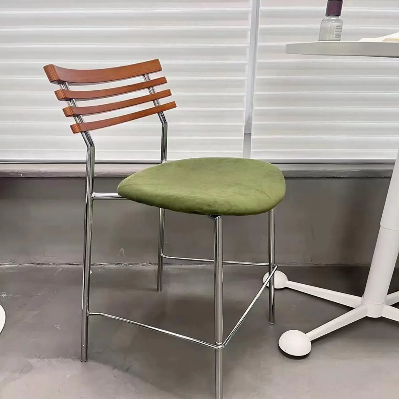 Saddle Green Fabric Seat Ratten Back Counter Bar Stools Image - 2 | homeyfad