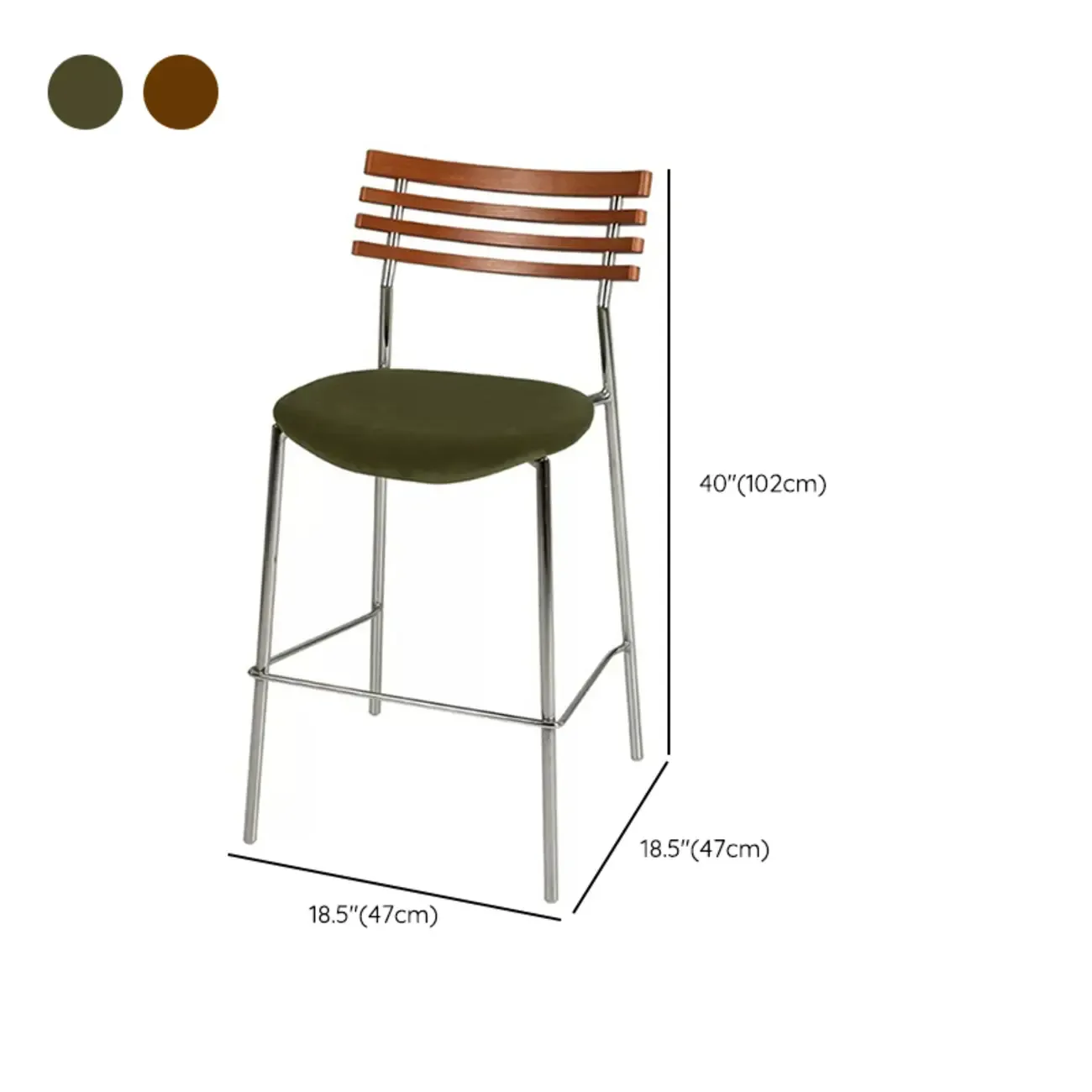 Saddle Green Fabric Seat Ratten Back Counter Bar Stools Image - 11
