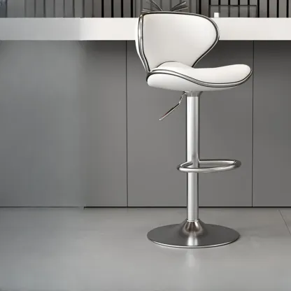 Leather Cushioned Saddle Swivel Adjustable Bar Stool