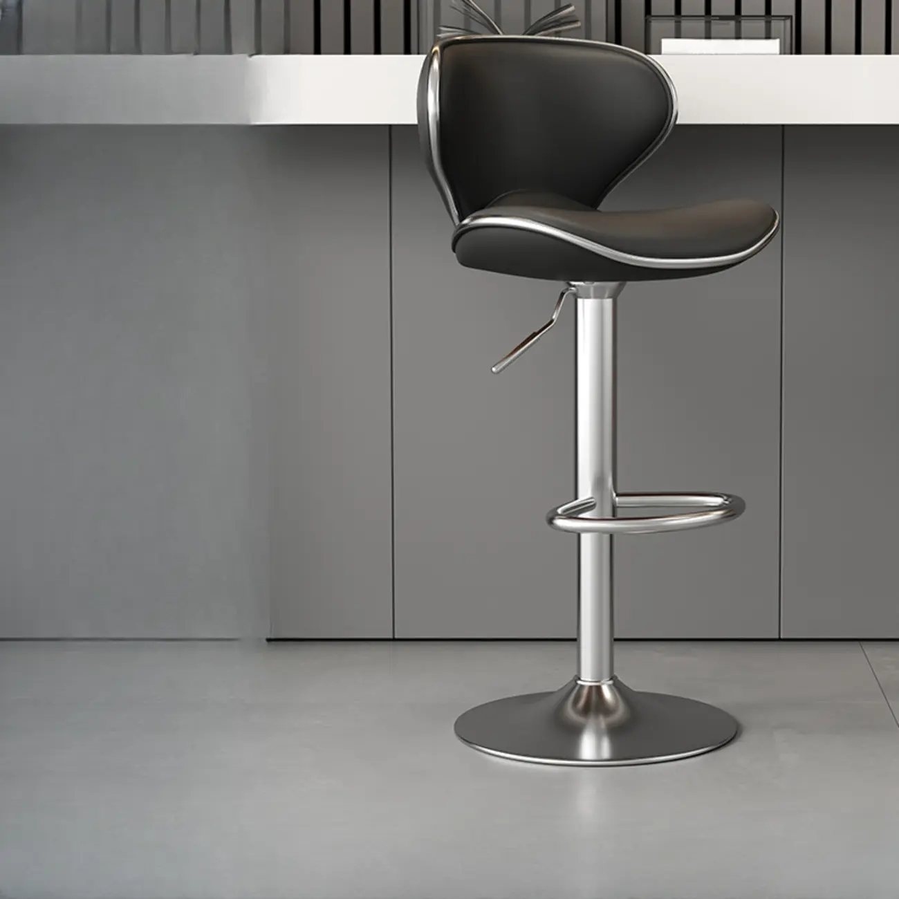 Leather Cushioned Saddle Swivel Adjustable Bar Stool | homeyfad