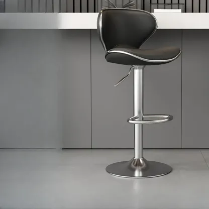 Leather Cushioned Saddle Swivel Adjustable Bar Stool