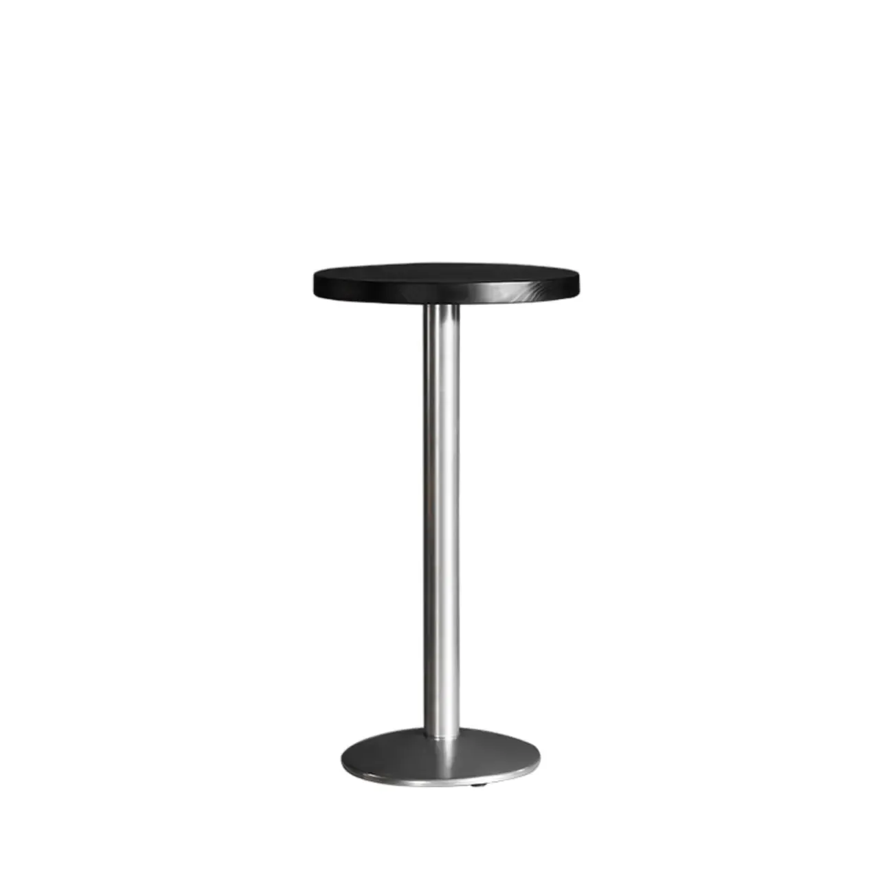 Modern Black Round Wooden Silver Metal Pedestal Bar Tables Image - 5