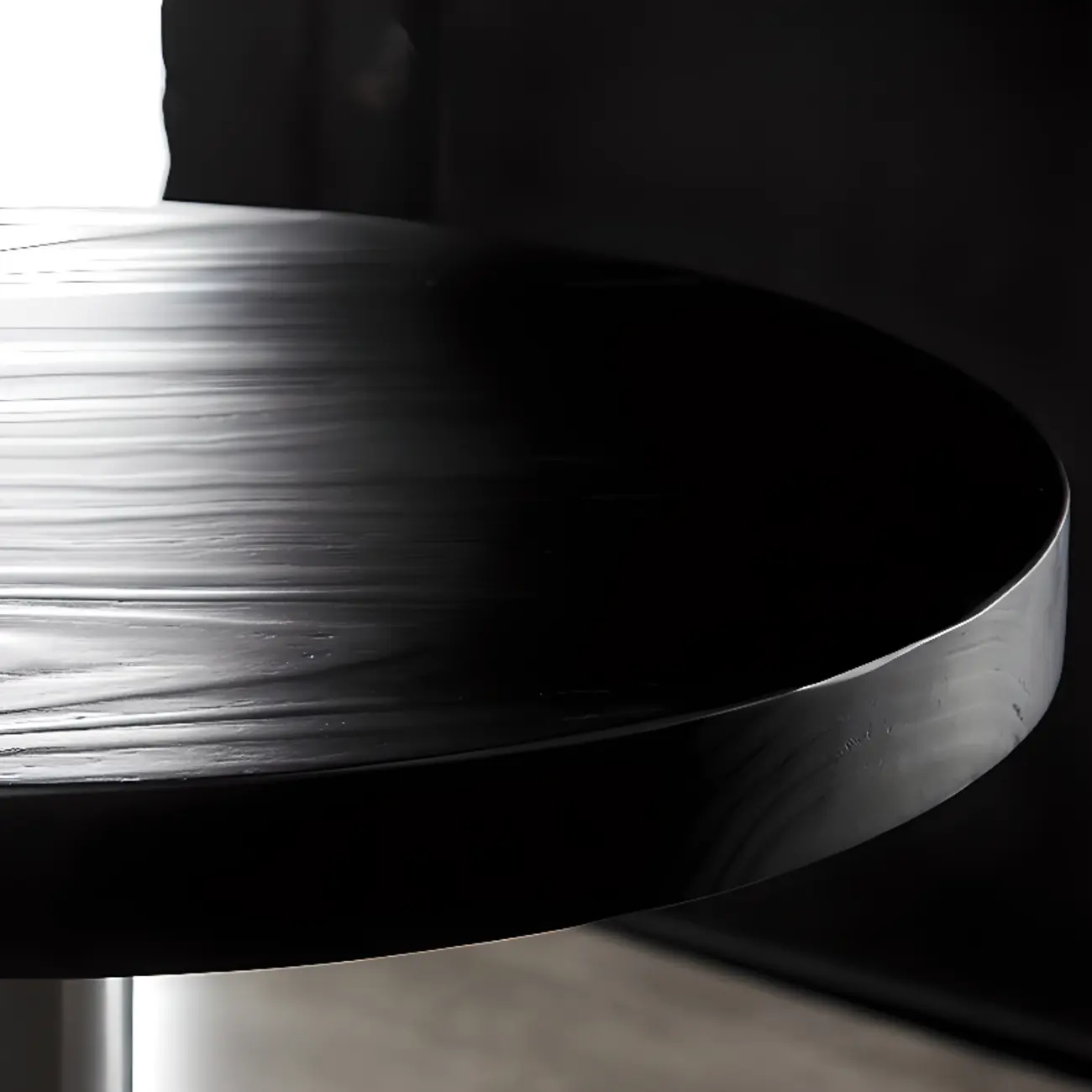 Modern Black Round Wooden Silver Metal Pedestal Bar Tables Image - 6 | homeyfad