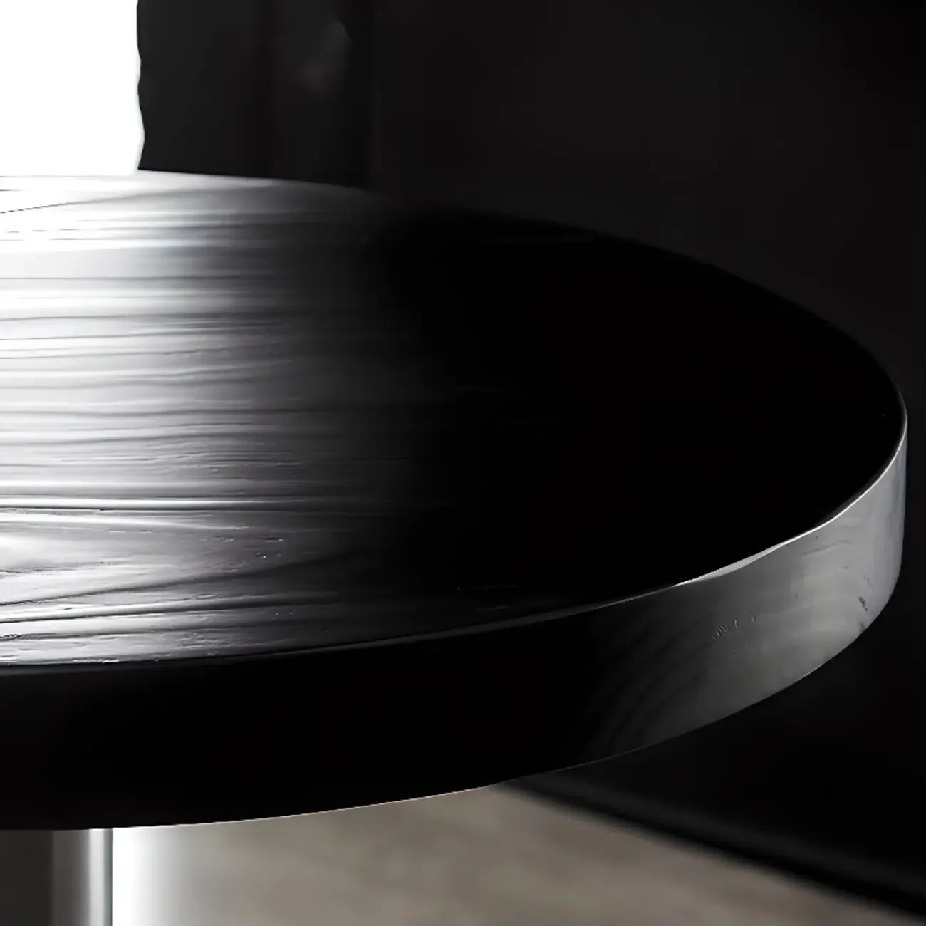 Modern Black Round Wooden Silver Metal Pedestal Bar Tables Image - 6