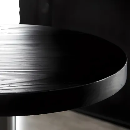 Modern Black Round Wooden Silver Metal Pedestal Bar Tables Image - 6