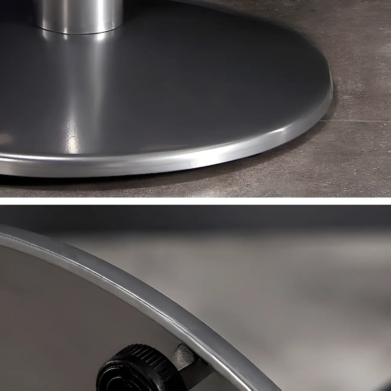 Modern Black Round Wooden Silver Metal Pedestal Bar Tables Image - 9 | homeyfad