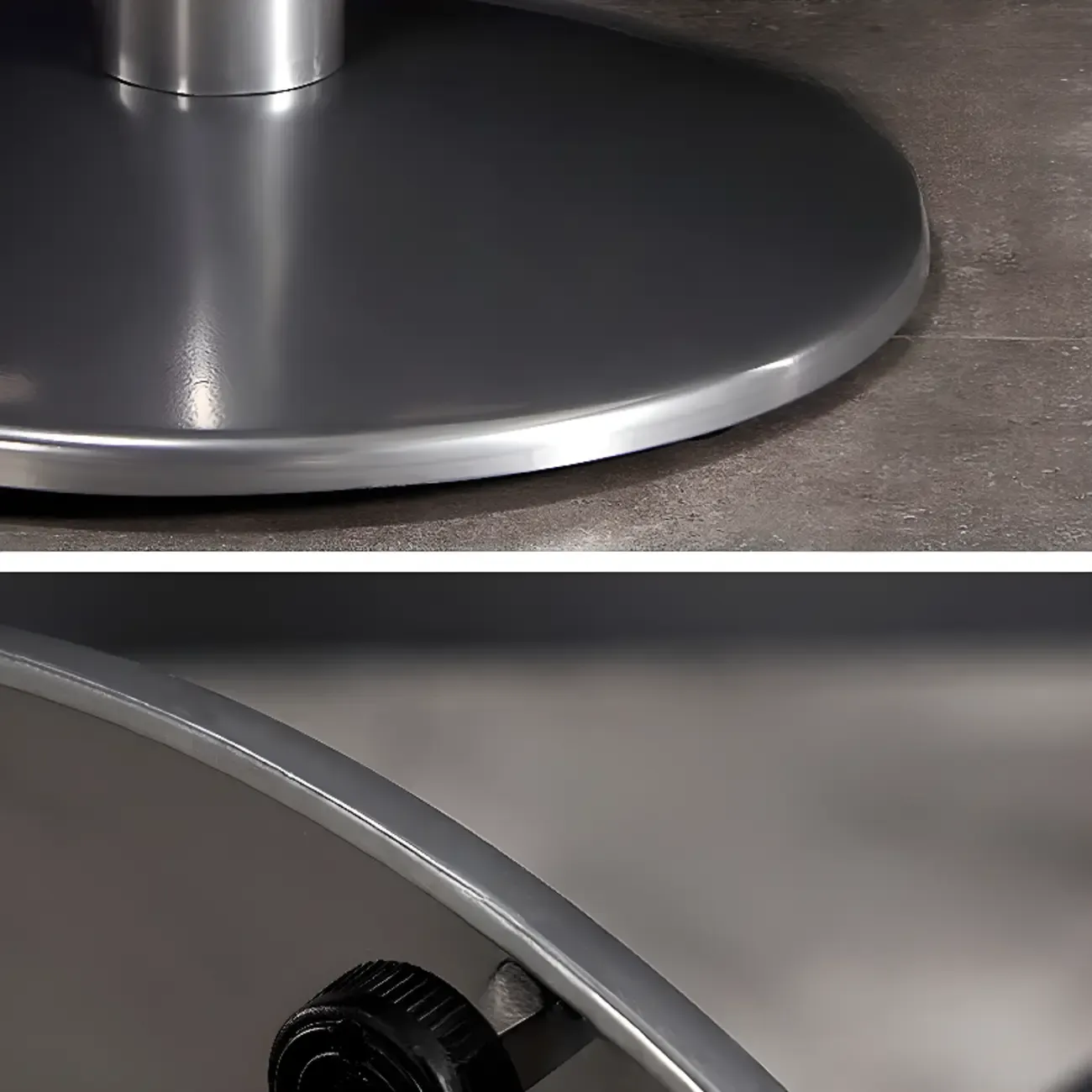 Modern Black Round Wooden Silver Metal Pedestal Bar Tables Image - 9