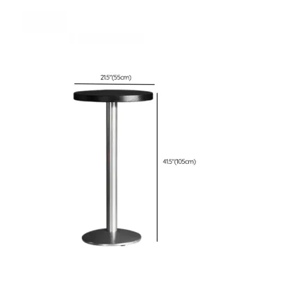 Modern Black Round Wooden Silver Metal Pedestal Bar Tables Image - 12