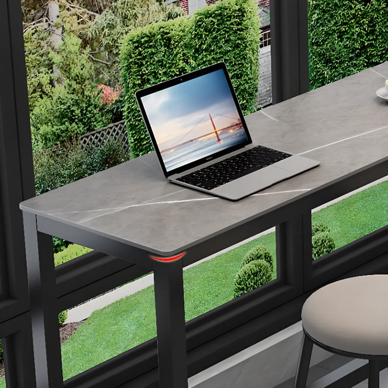 Modern Dove Grey Stone Top Steel Footrest Bar Tables Image - 10 | homeyfad