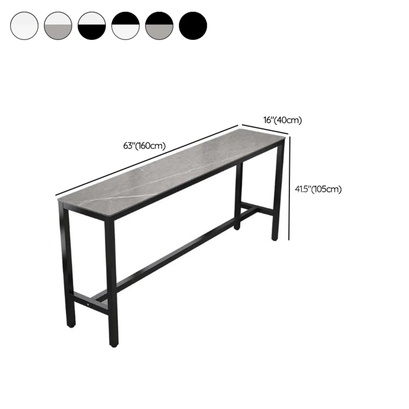 Modern Dove Grey Stone Top Steel Footrest Bar Tables #size | homeyfad