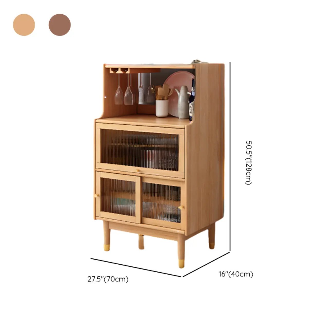 Nut-Brown Wooden 2-Drawer Glass Door Buffet Cabinet #size | homeyfad