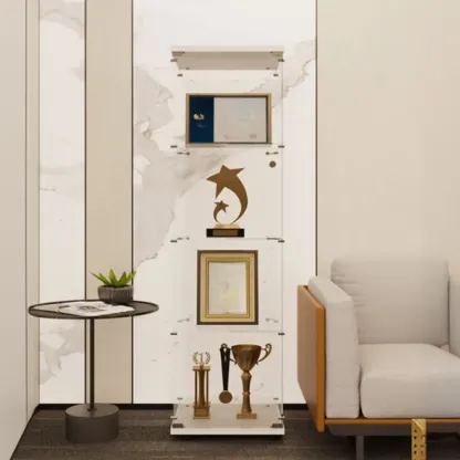 Black Adjustable Shelf Open Storage Glass Display Cabinet Image - 3