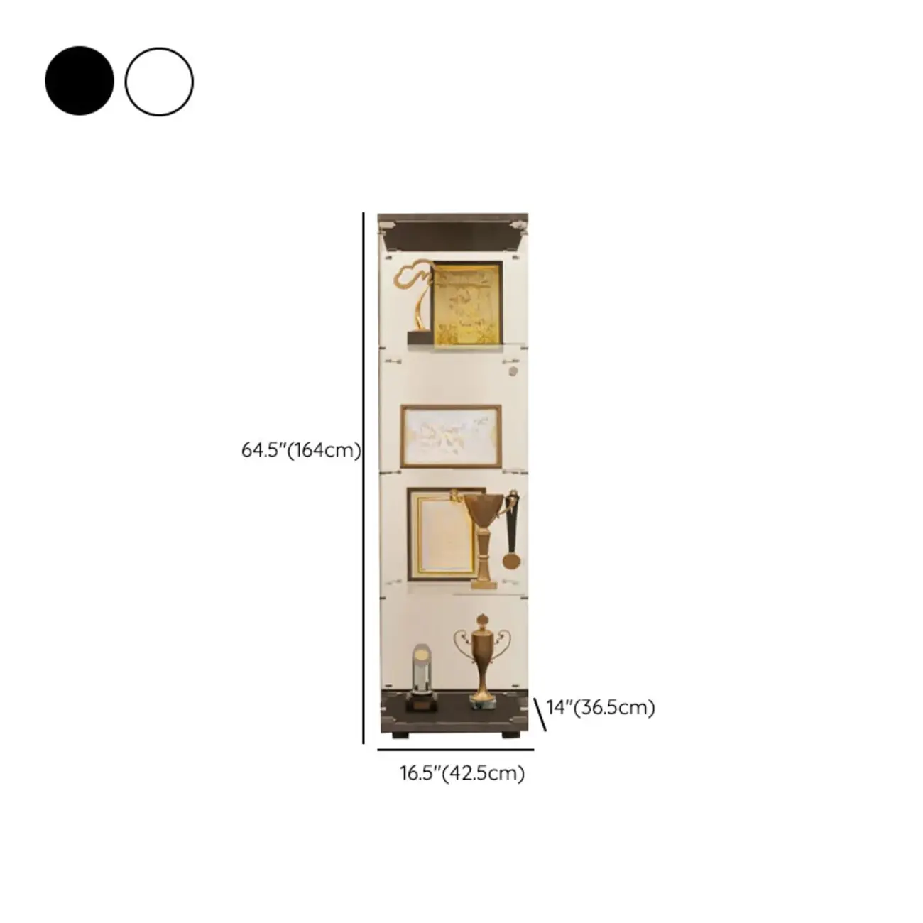 Black Adjustable Shelf Open Storage Glass Display Cabinet Image - 17 | homeyfad