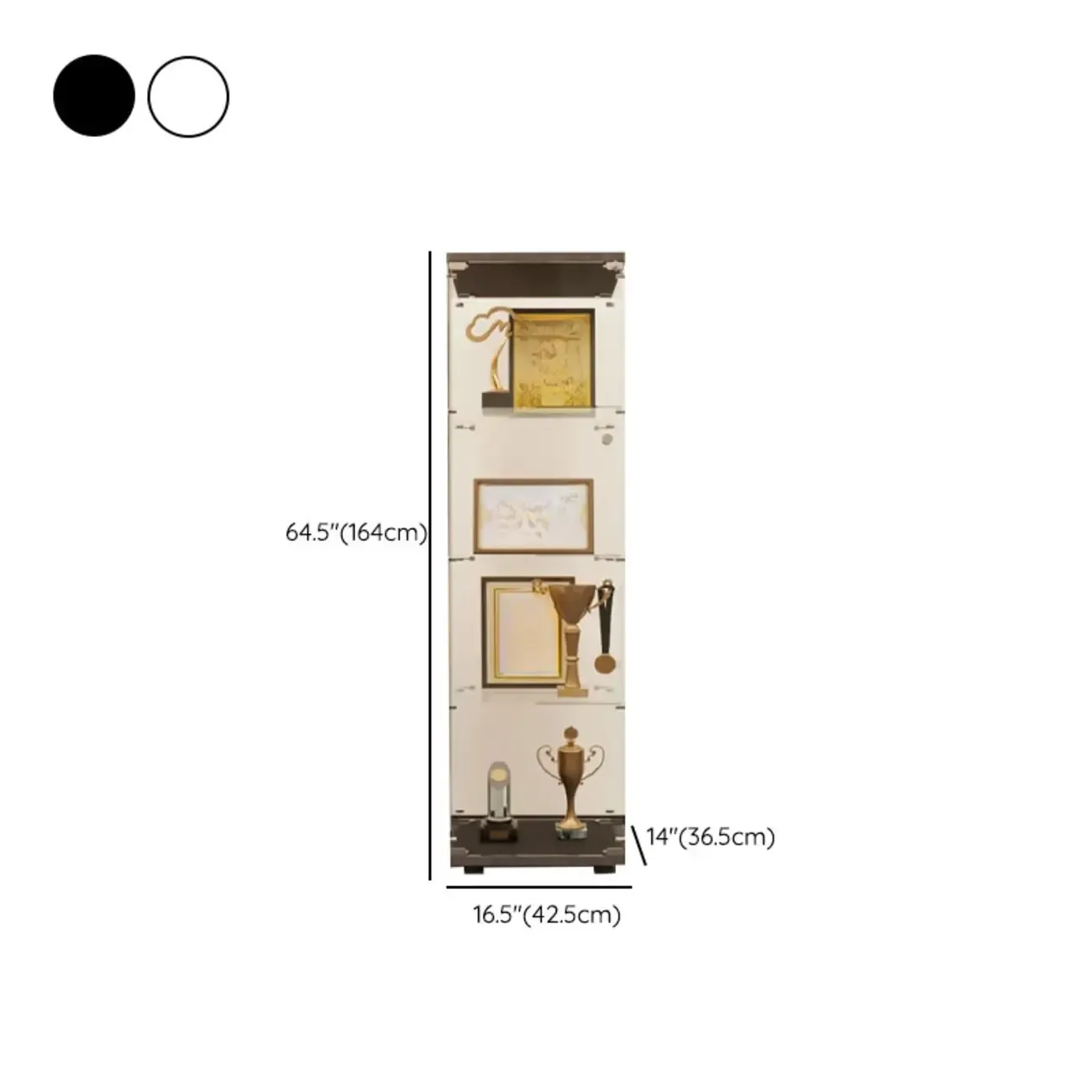 Black Adjustable Shelf Open Storage Glass Display Cabinet Image - 17