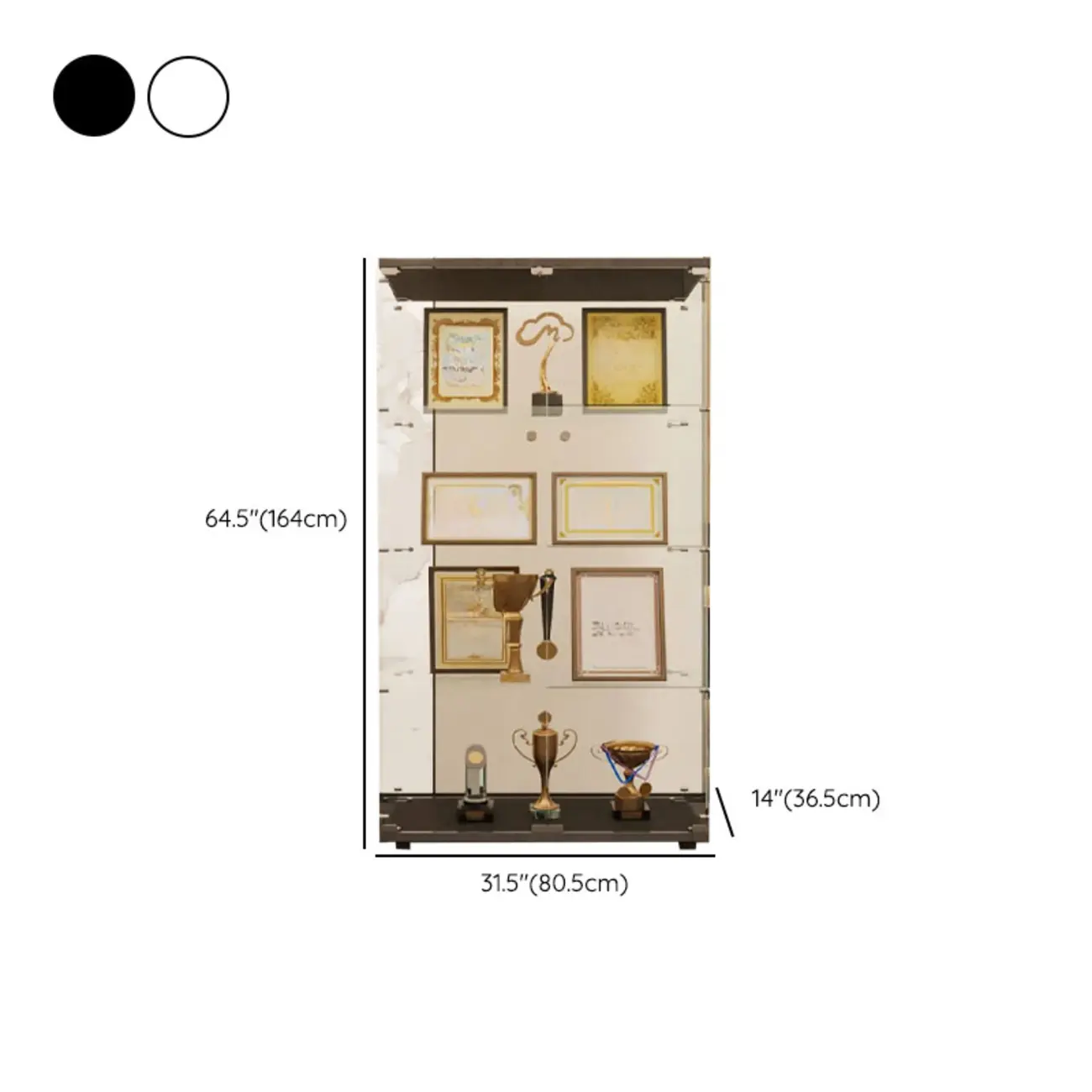 Black Adjustable Shelf Open Storage Glass Display Cabinet Image - 18 | homeyfad