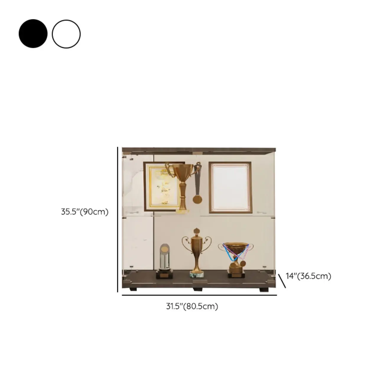 Black Adjustable Shelf Open Storage Glass Display Cabinet Image - 19 | homeyfad