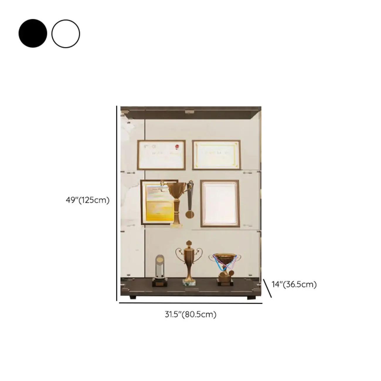 Black Adjustable Shelf Open Storage Glass Display Cabinet Image - 20 | homeyfad