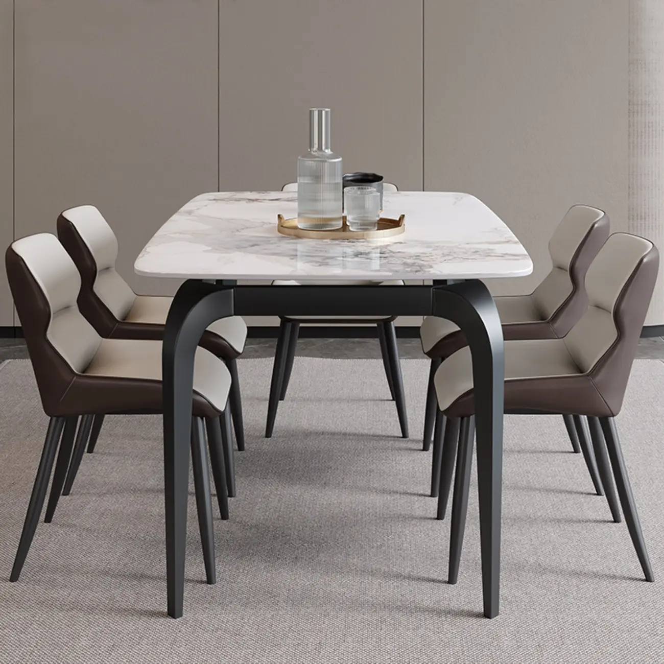 Modern White Marble Metal Legs Extendable Dining Table Image - 3 | homeyfad