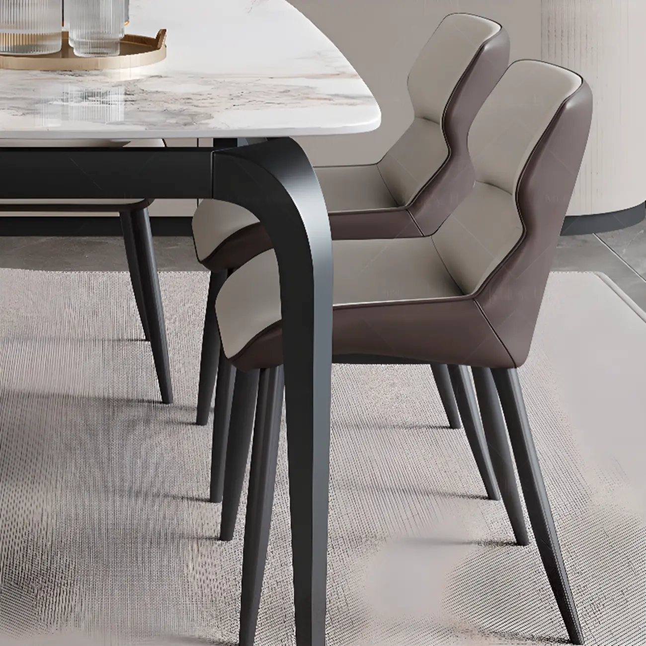Modern White Marble Metal Legs Extendable Dining Table Image - 9 | homeyfad
