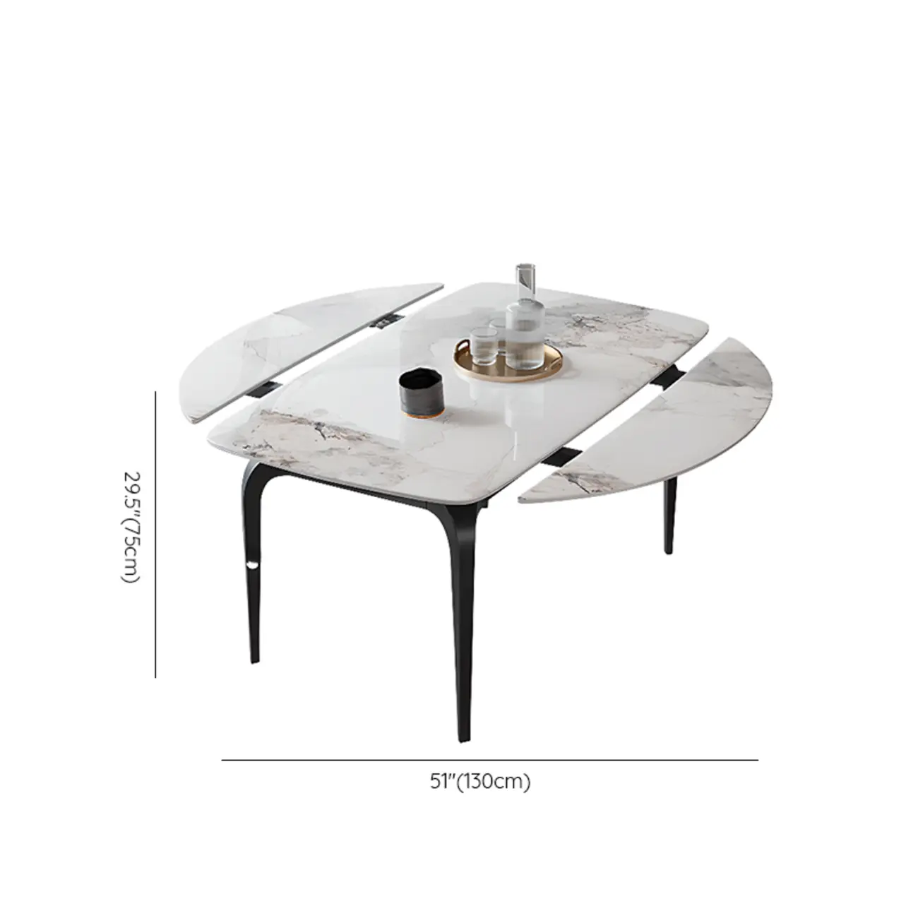 Modern White Marble Metal Legs Extendable Dining Table #size | homeyfad