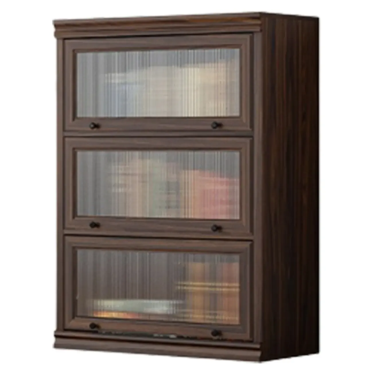 Mid-Century Modern Brown Wooden Glass Paned Storage Chest Image - 2