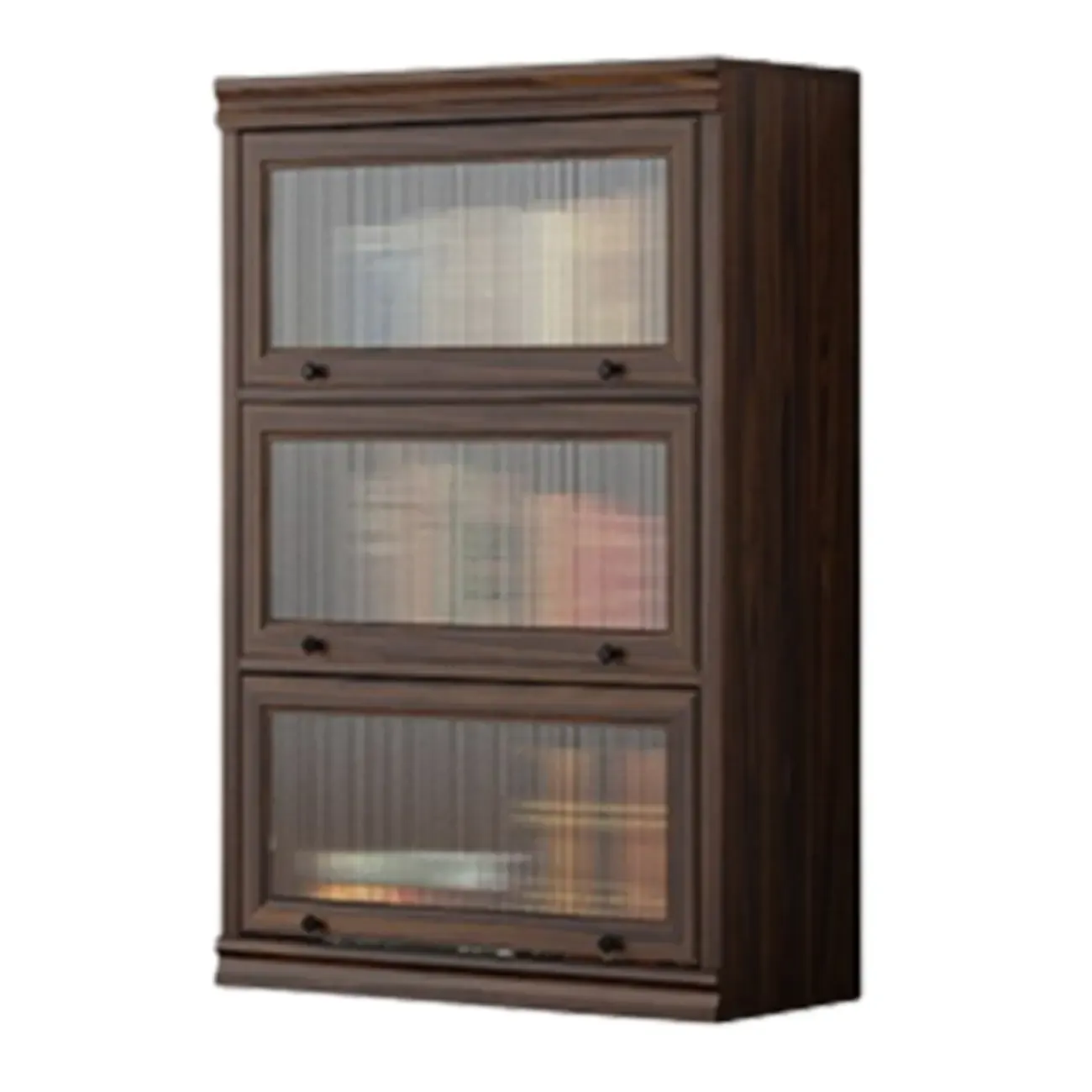 Mid-Century Modern Brown Wooden Glass Paned Storage Chest Image - 5