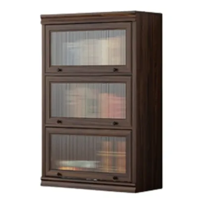 Mid-Century Modern Brown Wooden Glass Paned Storage Chest Image - 5