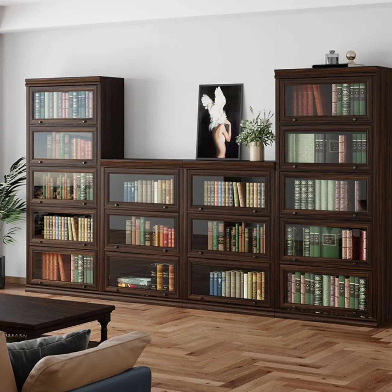 Mid-Century Modern Brown Wooden Glass Paned Storage Chest Image - 6 | homeyfad