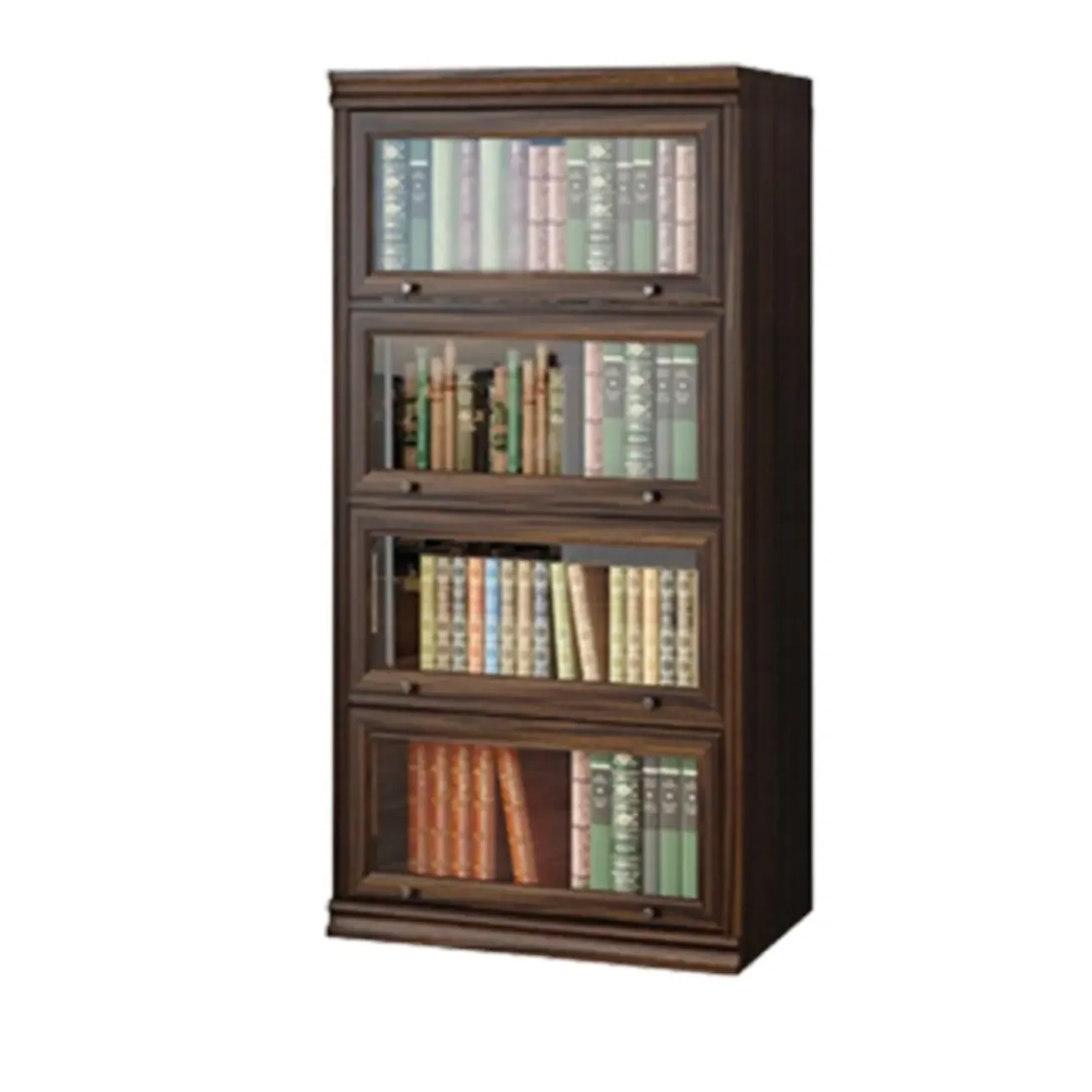 Mid-Century Modern Brown Wooden Glass Paned Storage Chest Image - 7